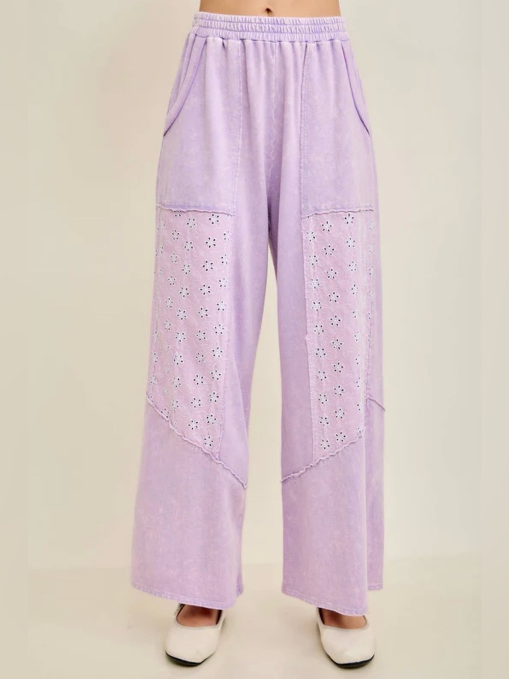 J Her Boho Wide Leg Lounge Crochet Lace Pants ~ Lilac